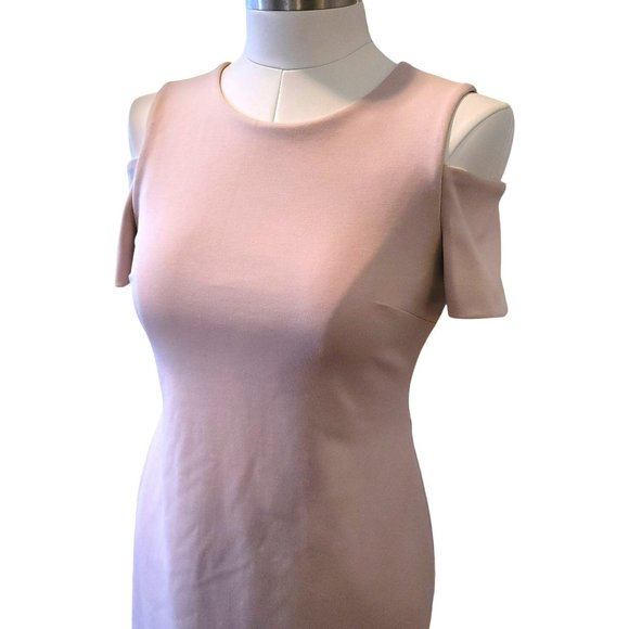 Calvin Klein Pale Pink Dress Cold Shoulder Bodycon Sheath Woman's Size 6 VR601 - Picture 4 of 14
